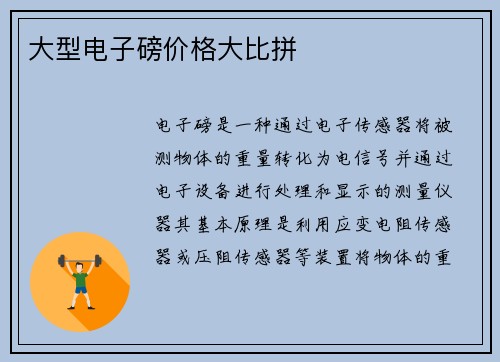 大型电子磅价格大比拼